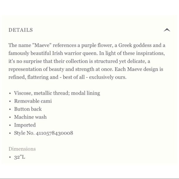 STUNNING Maeve Wynne Metallic Tunic Top NWT - Picture 7 of 8